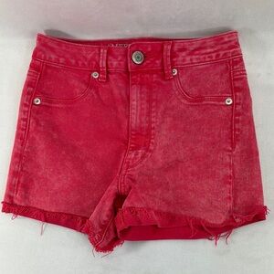 American Eagle Stretch Shortie Vibrant Red Coral Denim Women's Shorts